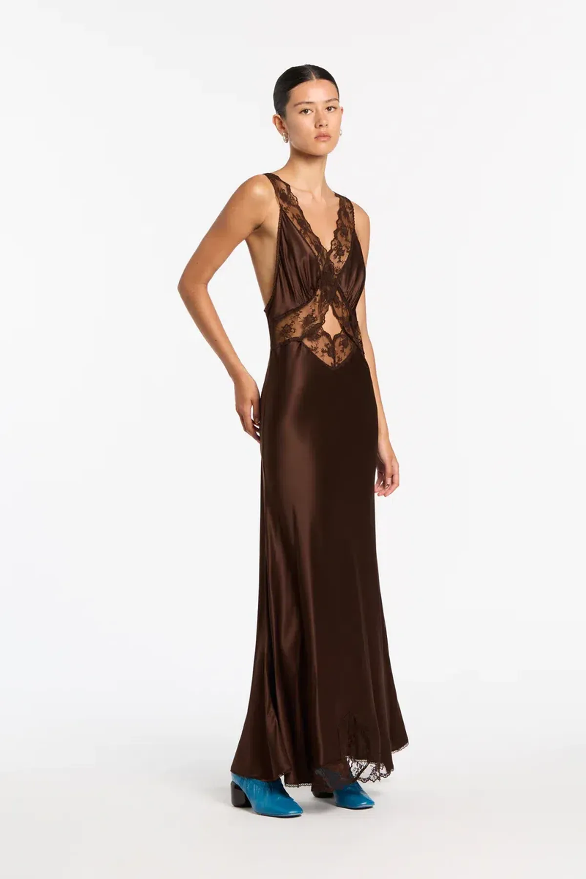 Sir the Label Aries Cut out Gown Chocolate Size 1/ Au 8 for rent on The Volte - main image