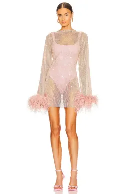 Santa Brands Feathers Mini Dress Blush One Size for rent on The Volte - image 1