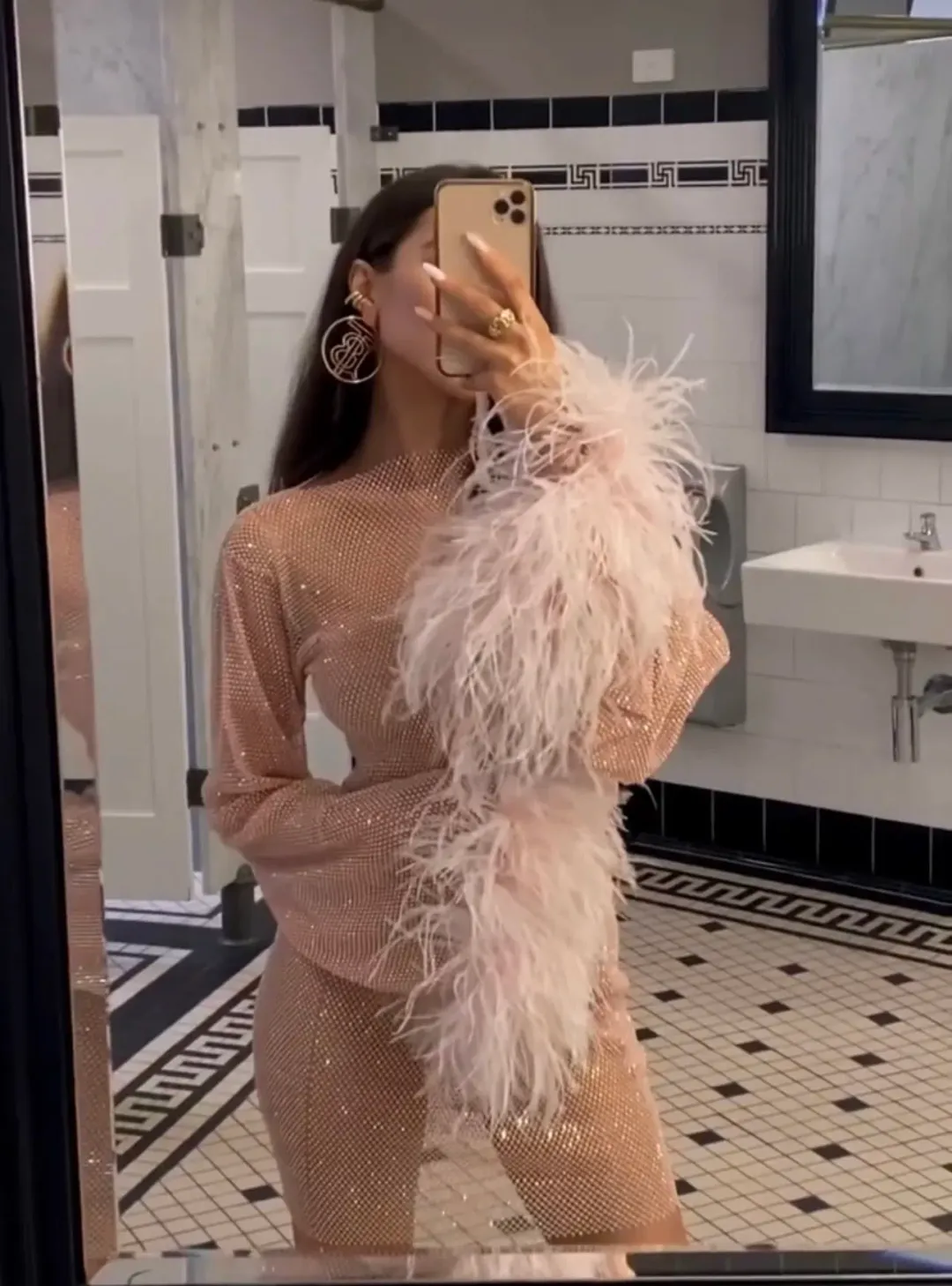 Santa Brands Feathers Mini Dress Blush One Size for rent on The Volte - main image