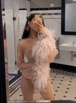 Santa Brands Feathers Mini Dress Blush One Size for rent on The Volte - image 5