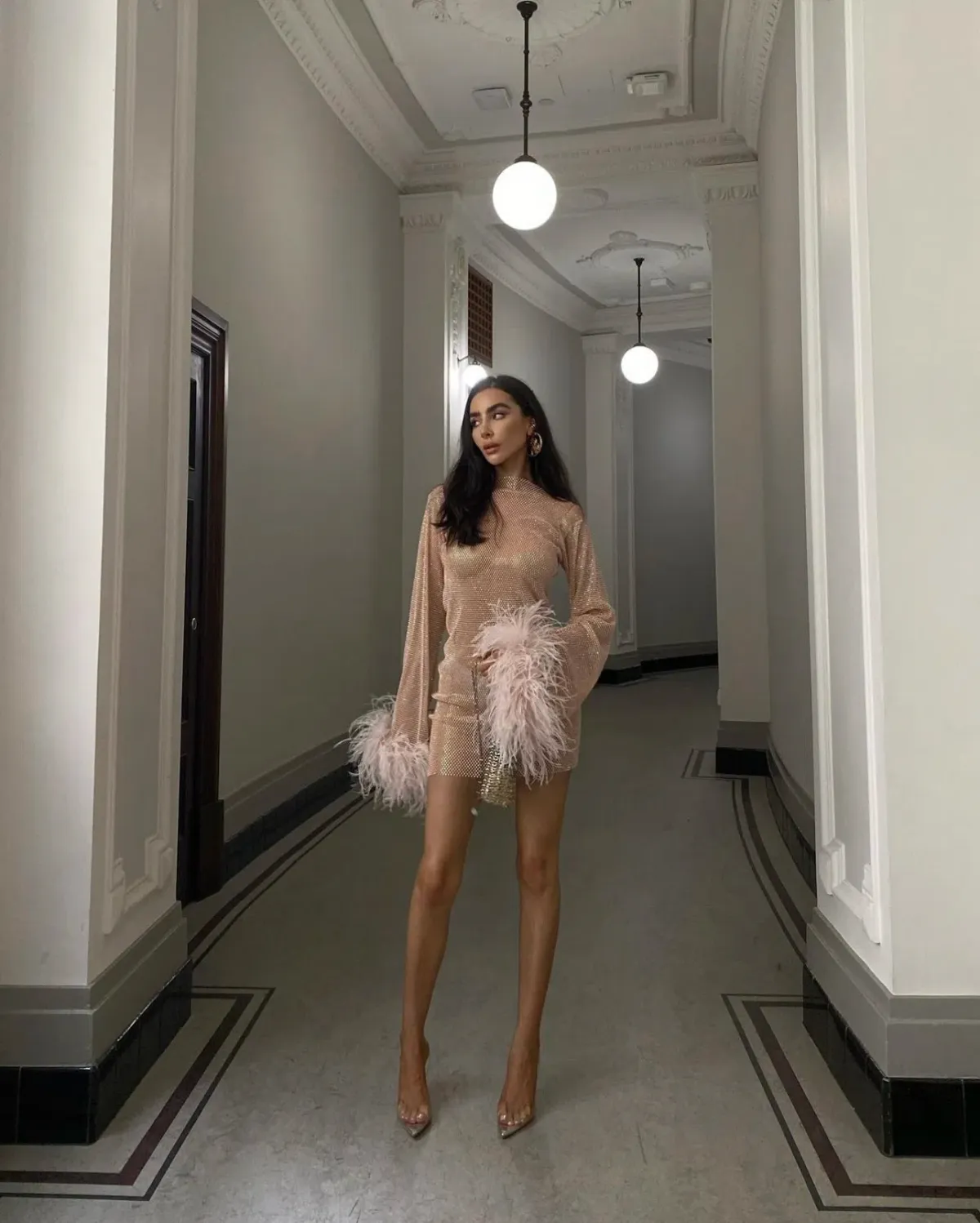 Santa Brands Feathers Mini Dress Blush One Size - Image 4