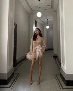 Santa Brands Feathers Mini Dress Blush One Size for rent on The Volte - image 4
