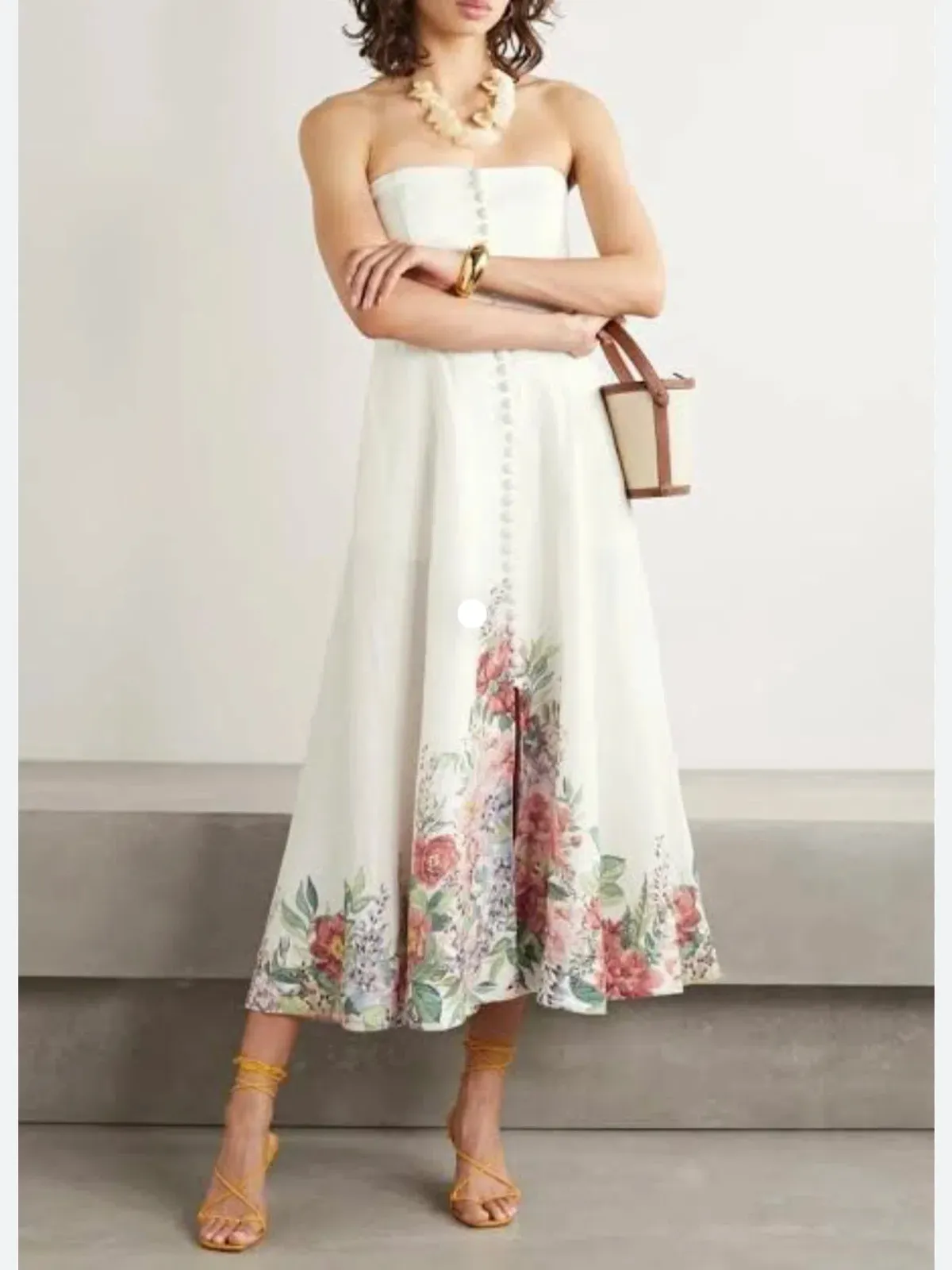 Zimmermann Bellitude Midi Floral Linen Midi Dress Floral Size 2/Au 12 for rent on The Volte - main image