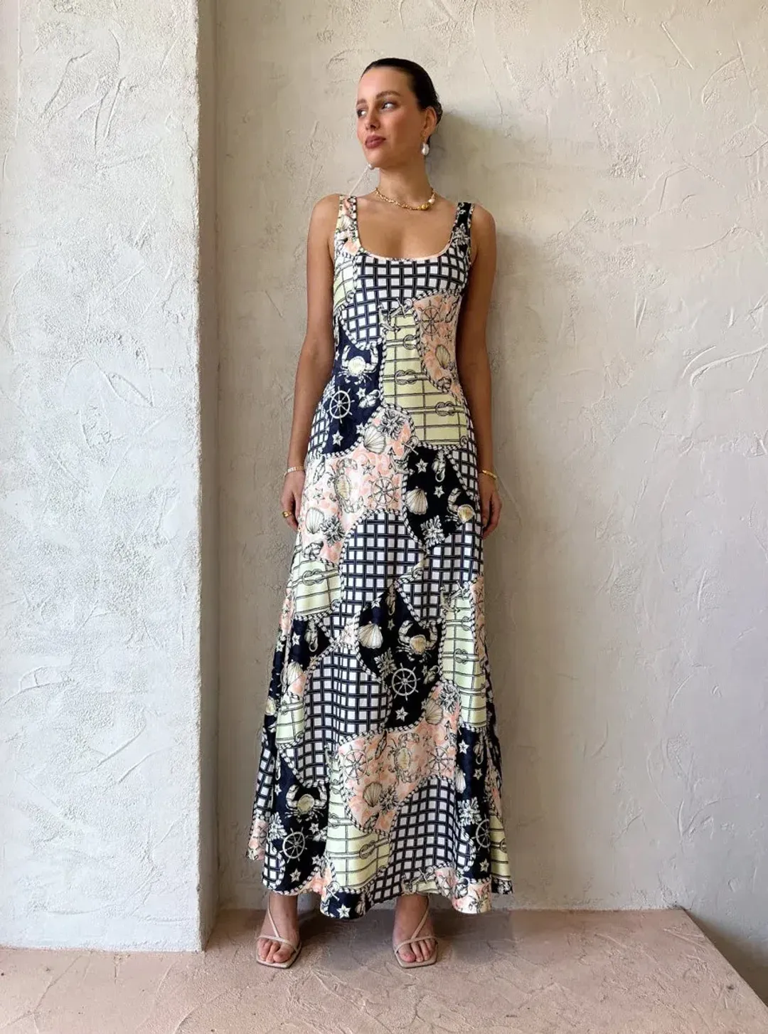 By Nicola Beneath The Stars Slip Dress in Geo Print Size 12 for rent on The Volte - main image