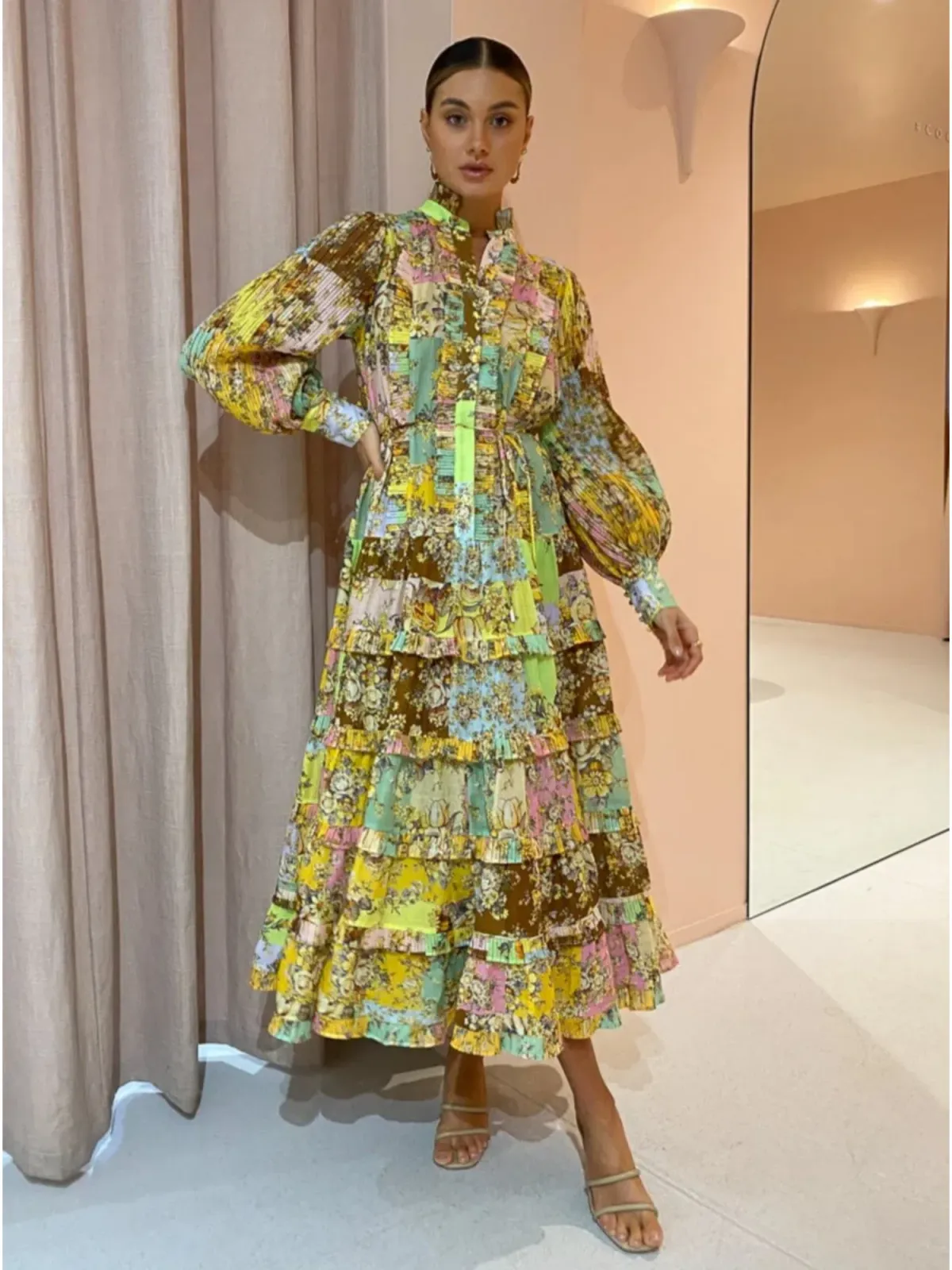 Alemais Matilde Pleat Shirt Dress In Multi Size AU 12 - Image 2
