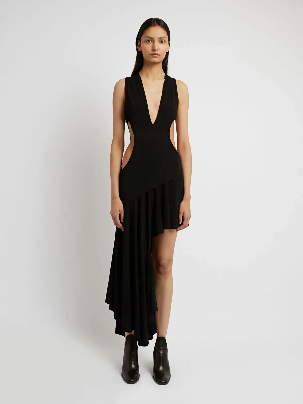 Christopher Esber Asymmetric Hem Dress Black Size 4 for rent on The Volte - main image