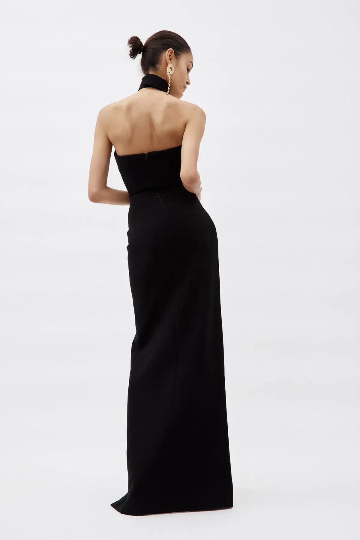 Monot Long Black Gown with Asymmetrical Strap Black Size 6 - Image 3