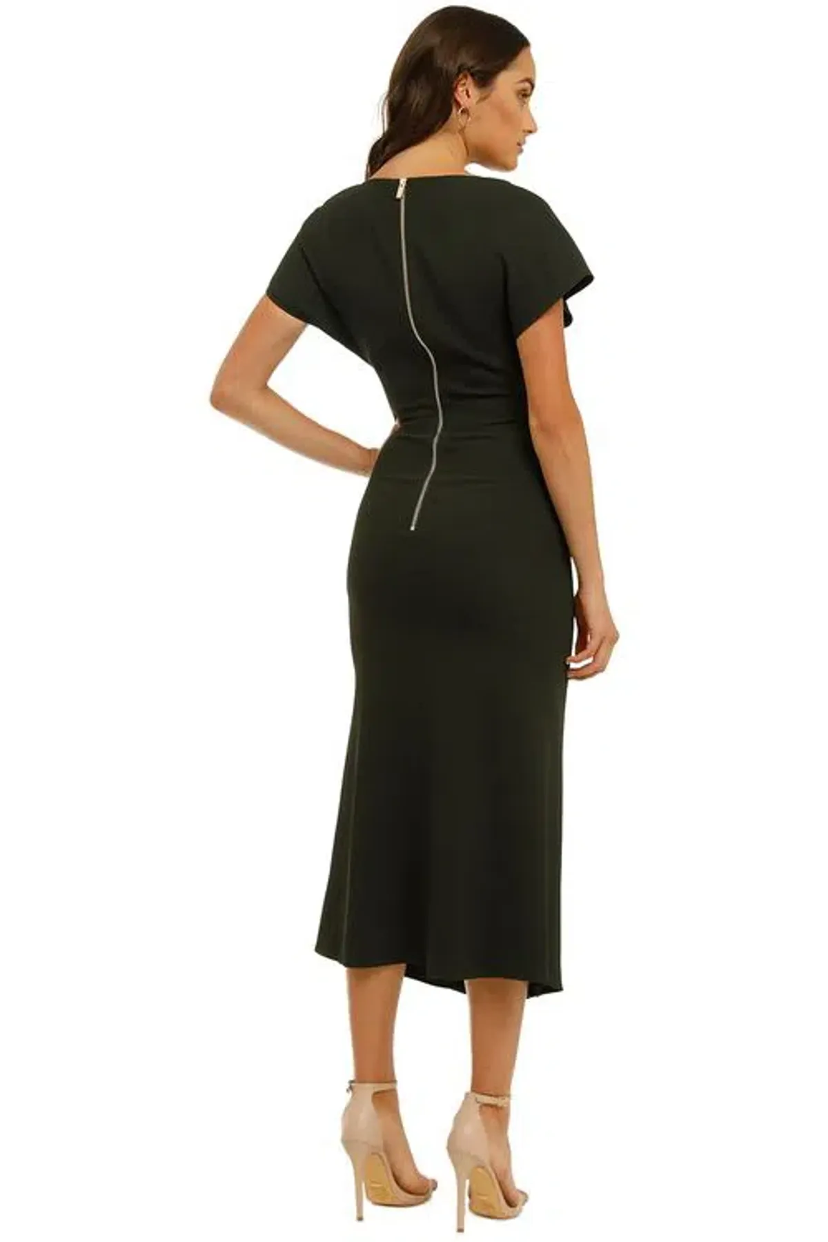 Ginger and Smart Amplitude V Neck Dress Dark Kelp Green Size 8 - Image 3