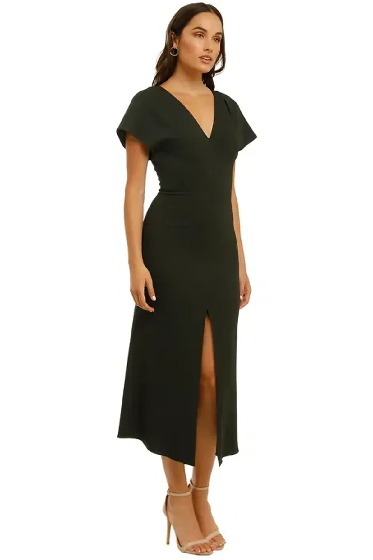 Ginger and Smart Amplitude V Neck Dress Dark Kelp Green Size 8 - Image 2