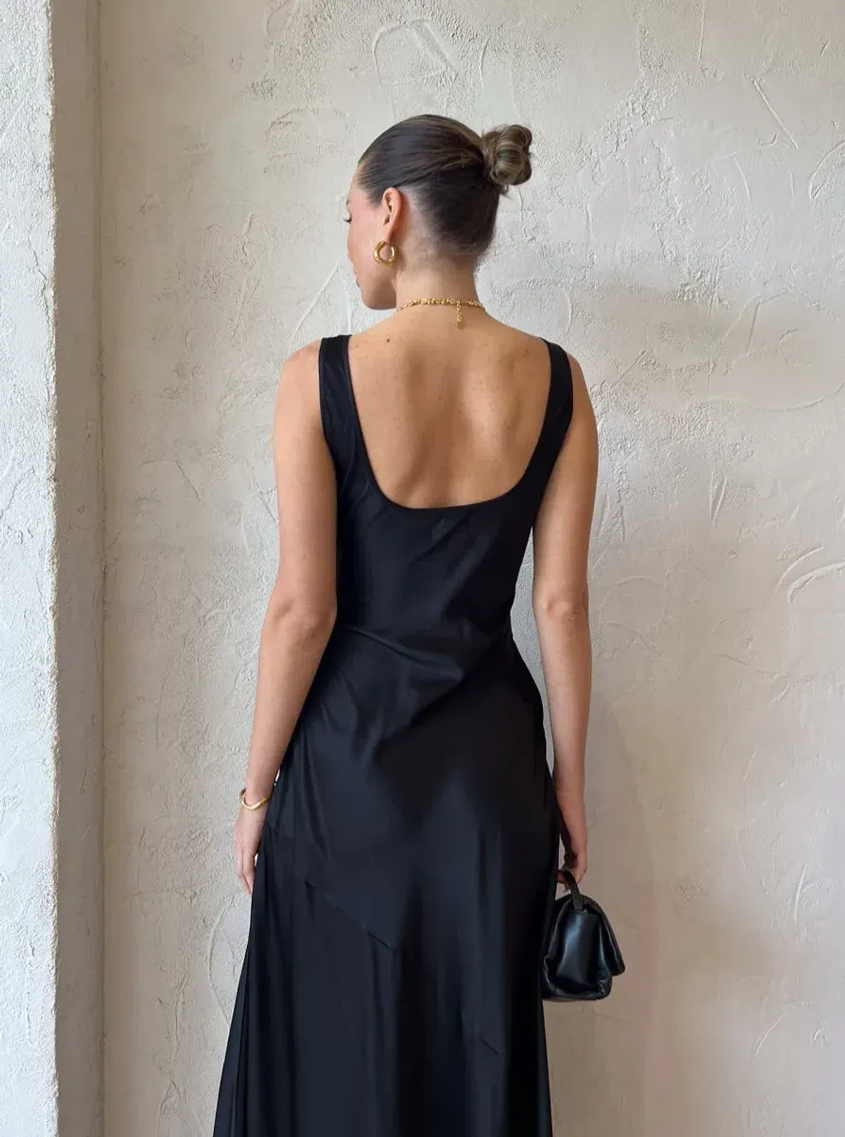 By Nicola Beneath The Stars Bias Cut Slip Dress in Black Size 12 - Image 5