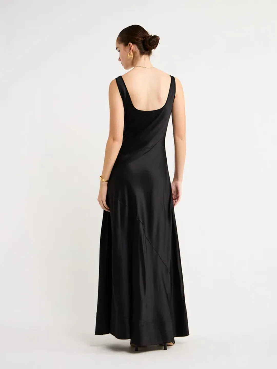 By Nicola Beneath The Stars Bias Cut Slip Dress in Black Size 12 for rent on The Volte - main image