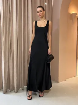 By Nicola Beneath The Stars Bias Cut Slip Dress in Black Size 12 for rent on The Volte - image 6