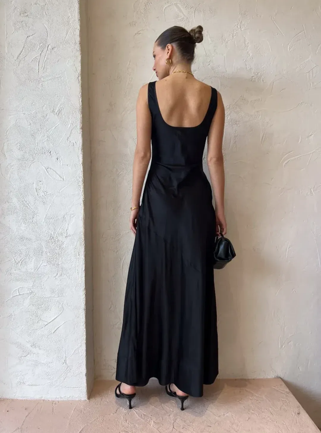 By Nicola Beneath The Stars Bias Cut Slip Dress in Black Size 12 for rent on The Volte - main image