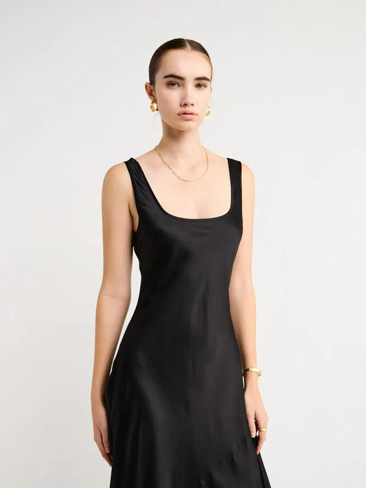 By Nicola Beneath The Stars Bias Cut Slip Dress in Black Size 12 - Image 14