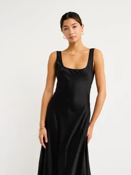 By Nicola Beneath The Stars Bias Cut Slip Dress in Black Size 12 for rent on The Volte - image 9