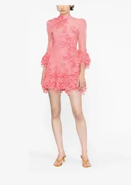 Zimmermann High Tide Lace Mini Dress Guava Size 3 / AU 14 for rent on The Volte - image 2