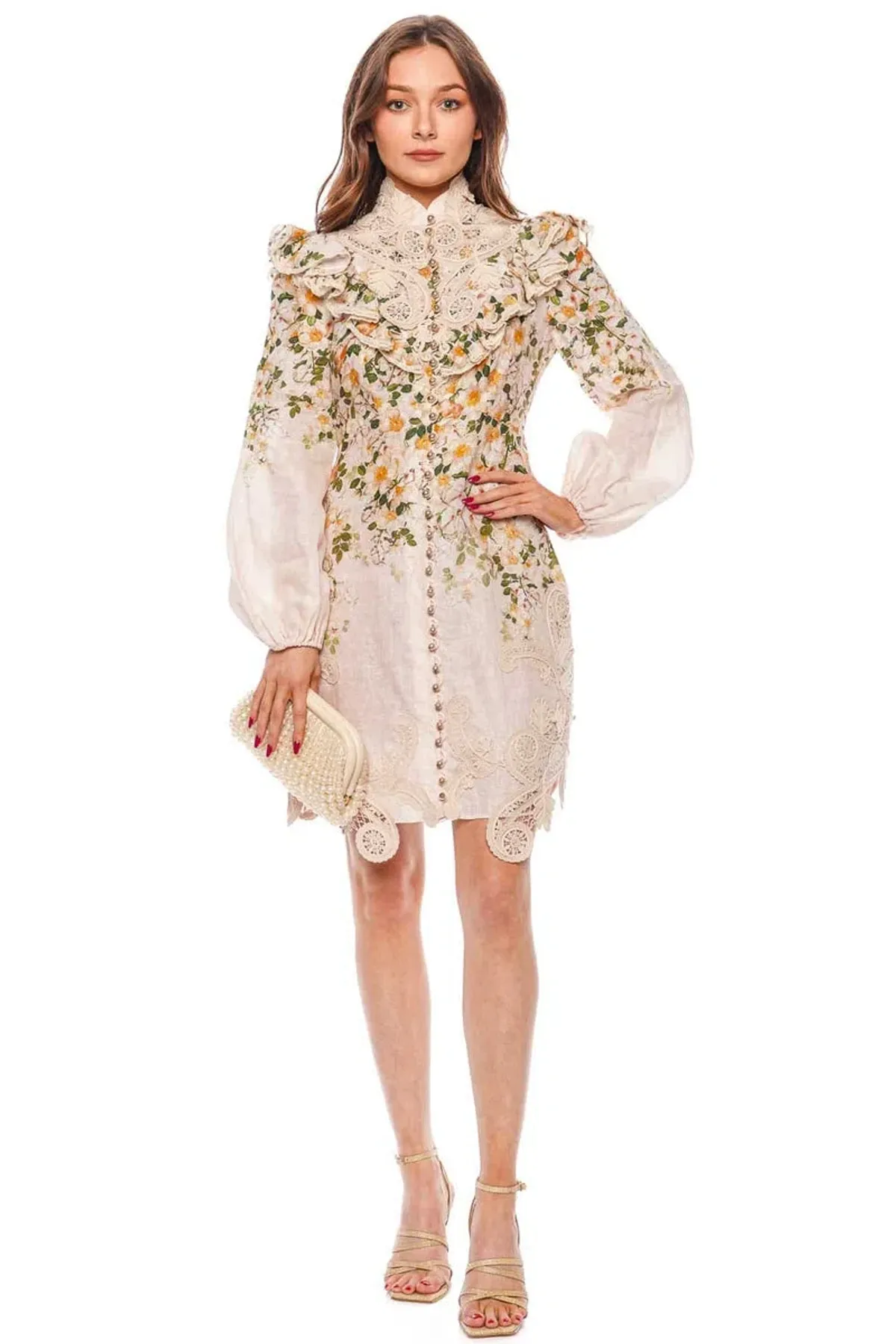 Zimmermann The Coaster Battenburg Blouse in Blush Garden FloralSize 1/Au 10 - Image 1