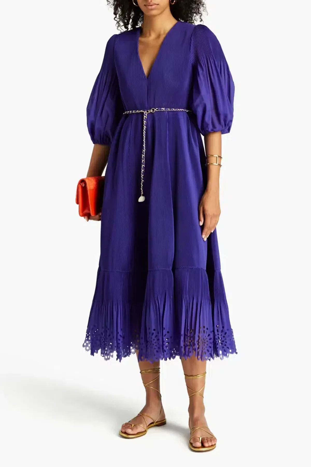 Zimmermann Pleated Midi Dress in Lapis Size 3 / AU 14 - Image 1