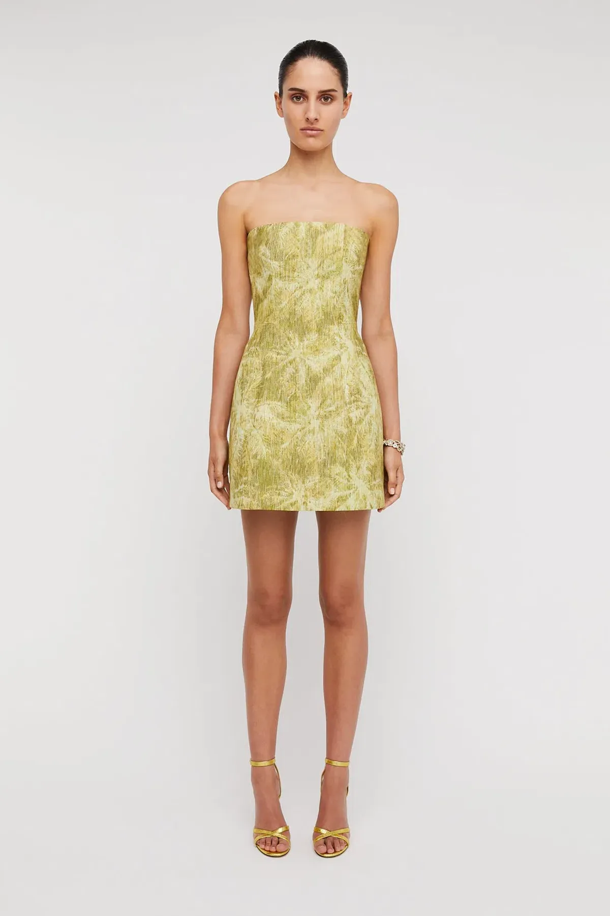 Scanlan Theodore Mini Tinsel Linen Dress Lime Size 10 - Image 1