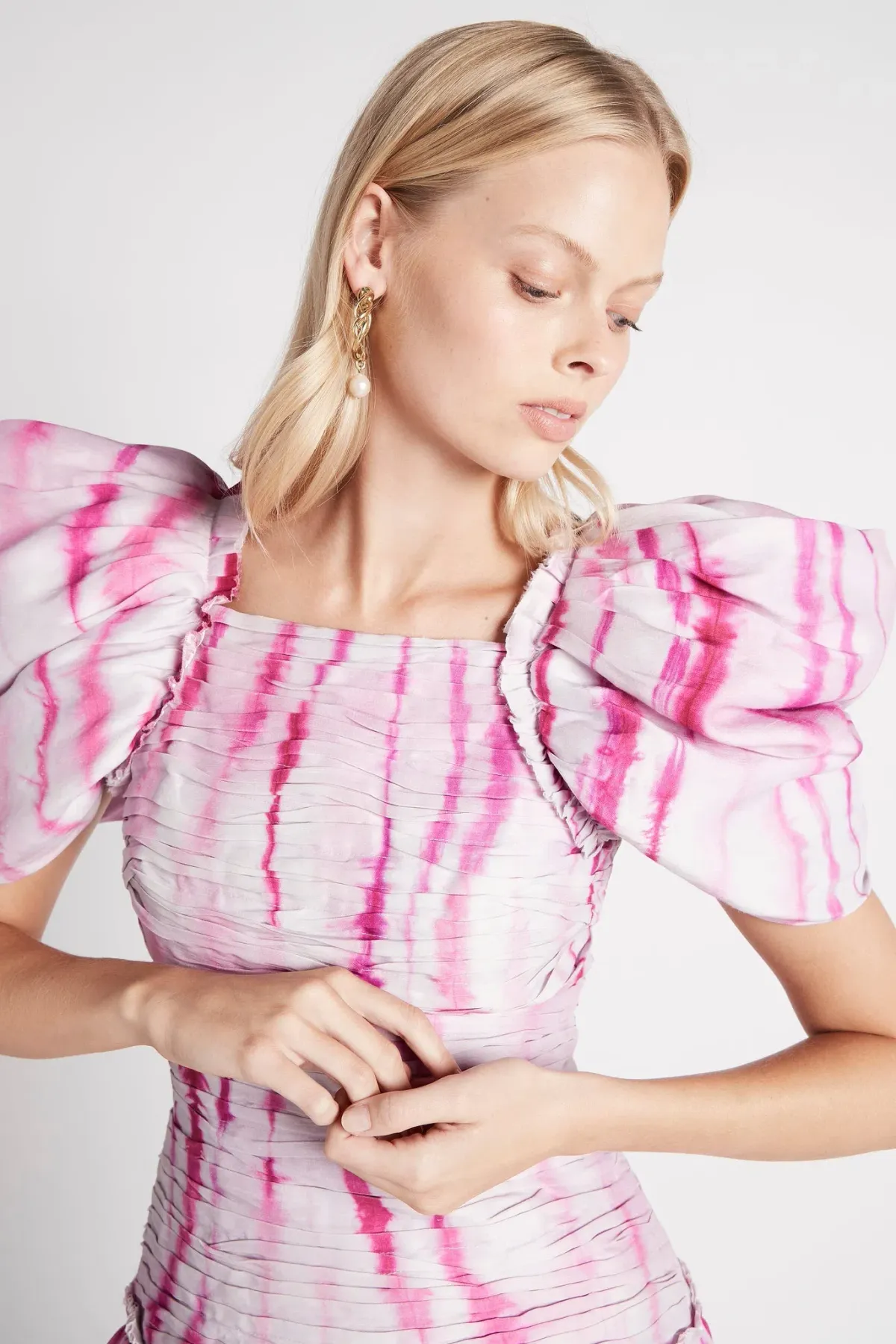 Aje Introspect Mini Dress Pink Ripple Tie Dye Print Size AU 12 - Image 1