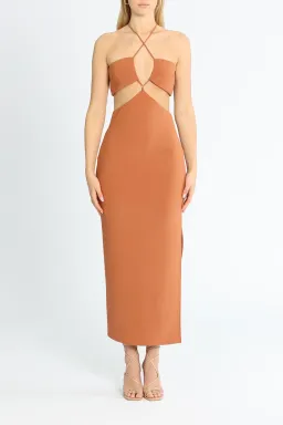 Bec & Bridge Cut Out Midi Dress Orange Size 12 for rent on The Volte - image 1