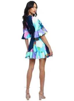 Leo & Lin Illusory Mini Dress Multi Print Size AU 12 for rent on The Volte - image 3