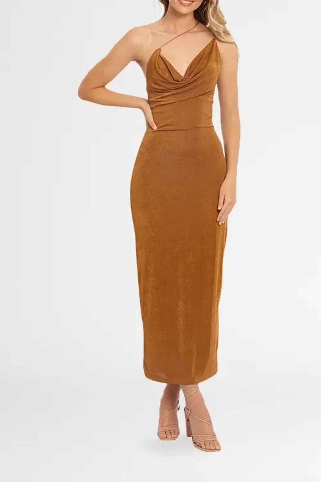 MISHA Saira Dress Brown Size 10 for rent on The Volte - main image