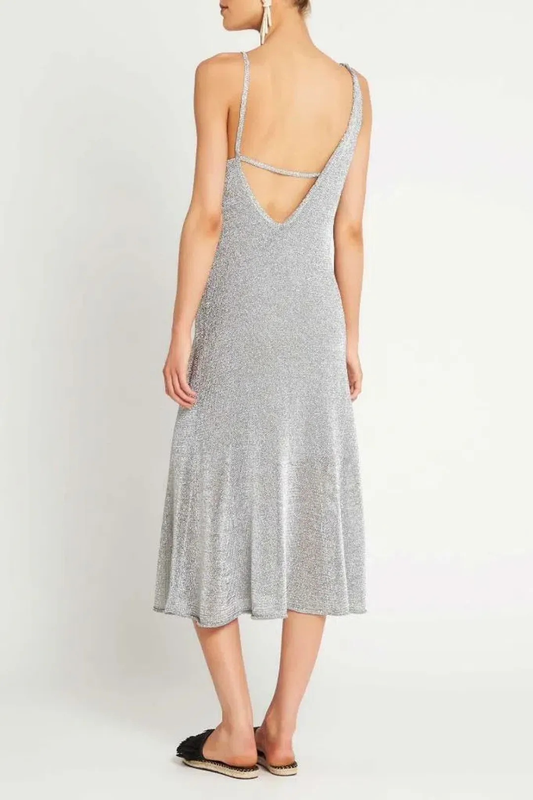 Sass & Bide Liquid Metal Knit Midi Dress Silver Size 8 for rent on The Volte - main image