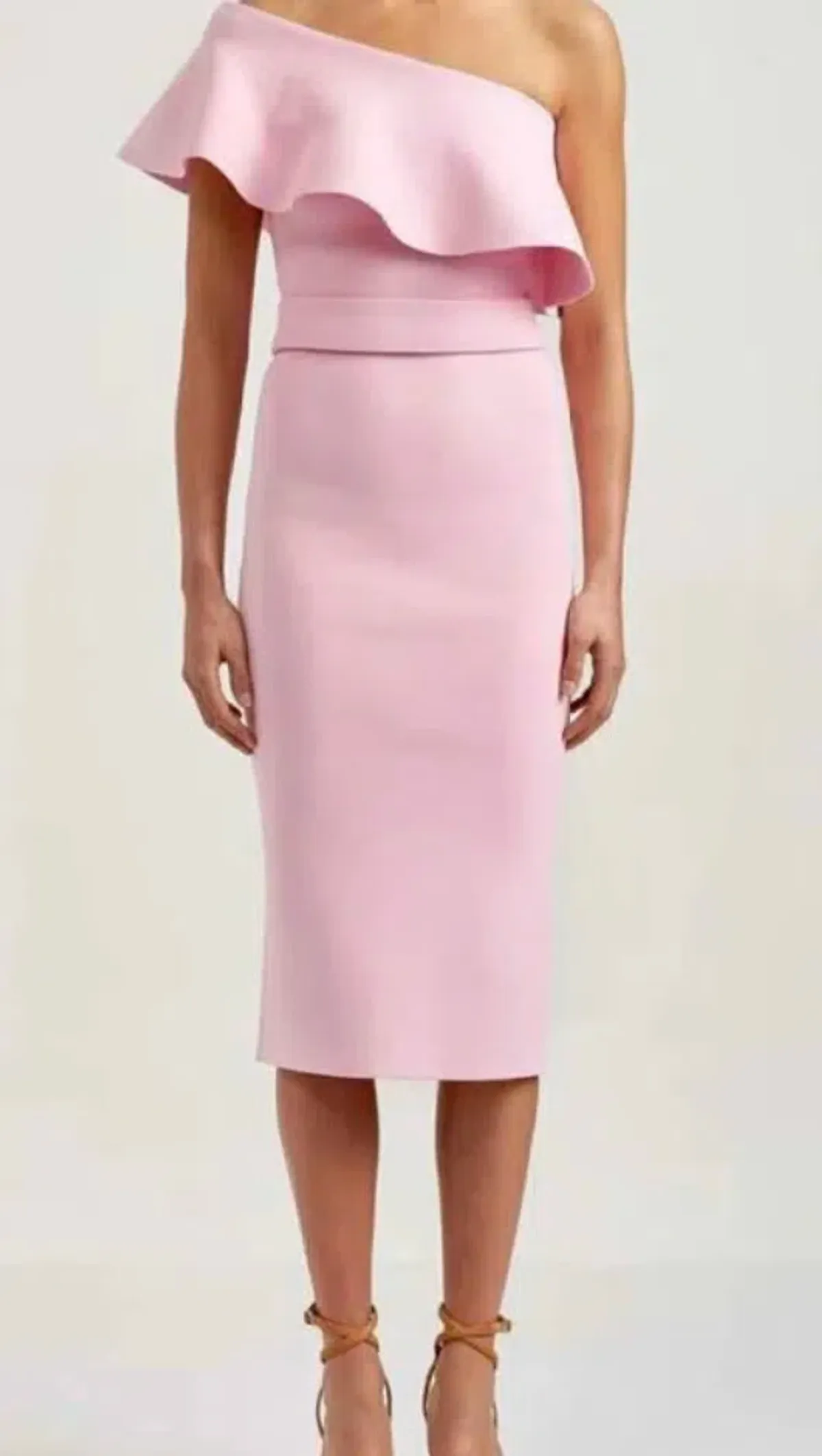 Scanlan Theodore Crepe Knit Ruffle Dress Pink Size XS / AU 6 - Image 4