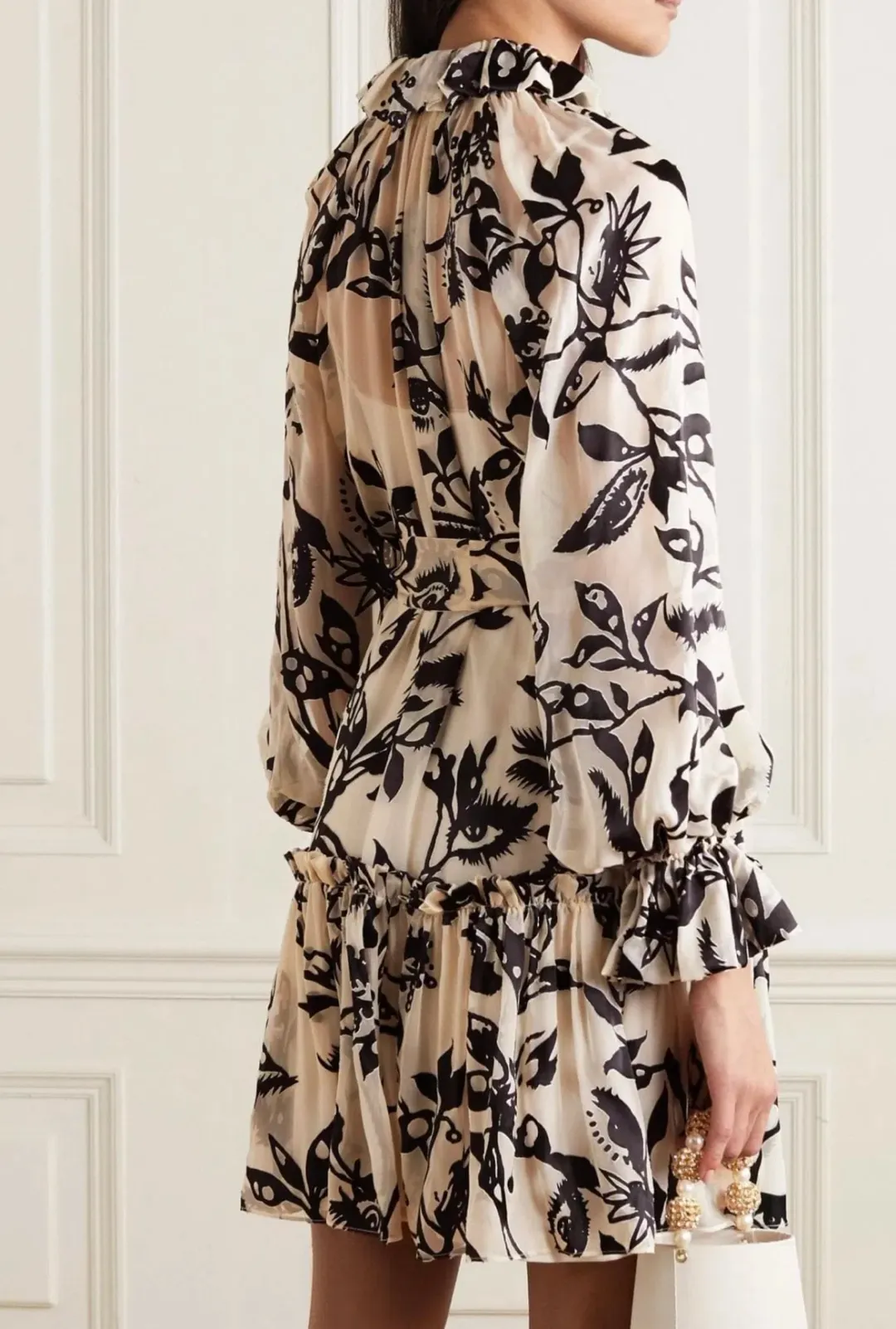 Zimmermann Ladybeetle Pussy-bow Ruffled Devore Velvet Dress Print Size 2 / Au 12 for rent on The Volte - main image