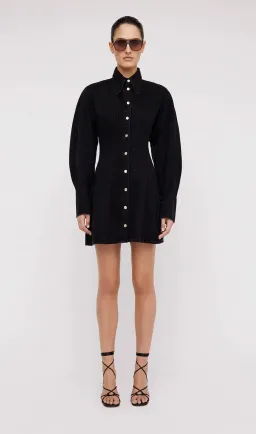 Scanlan Theodore Black Denim Cocoon Sleeve Mini Dress Size 10 for rent on The Volte - image 1