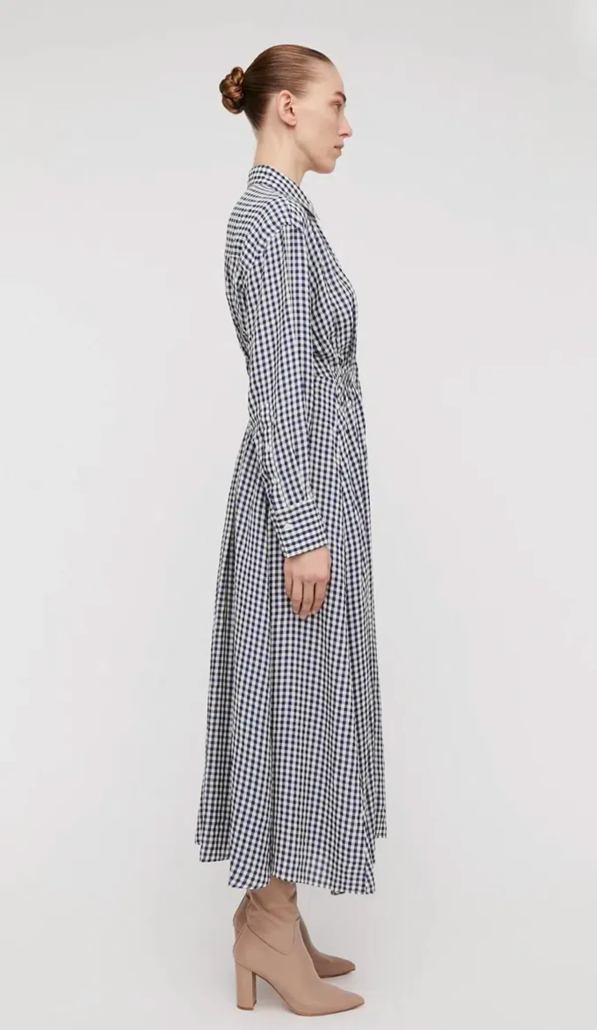 Scanlan Theodore Gingham Dress Navy Cream Size 10 - Image 2