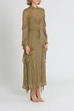 Shona Joy Eleonora Drawstring Frill Midi Dress Olive Khaki Size 8 for rent on The Volte - image 2