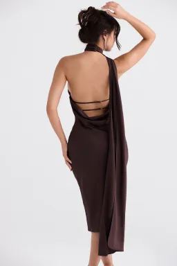 House of CB Angelina Wrap Neck Midi Dress Chocolate Size XS / AU 6 for rent on The Volte - image 3
