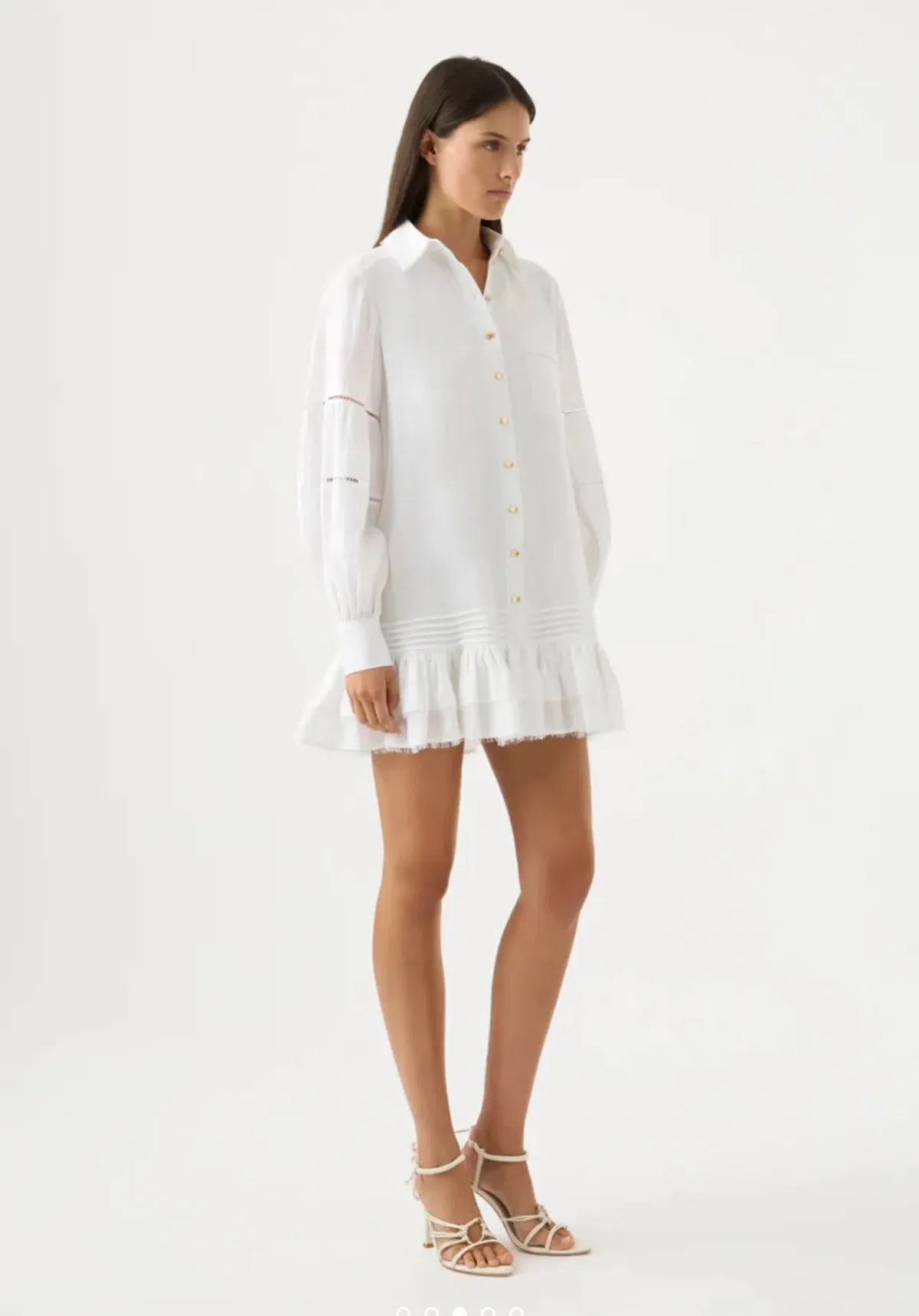 Aje Lotus Shirt Mini Dress White Size AU 10 - Image 2