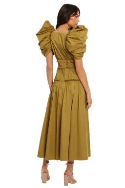 Aje Frequency Midi Dress Khaki Size AU 6 for rent on The Volte - image 2