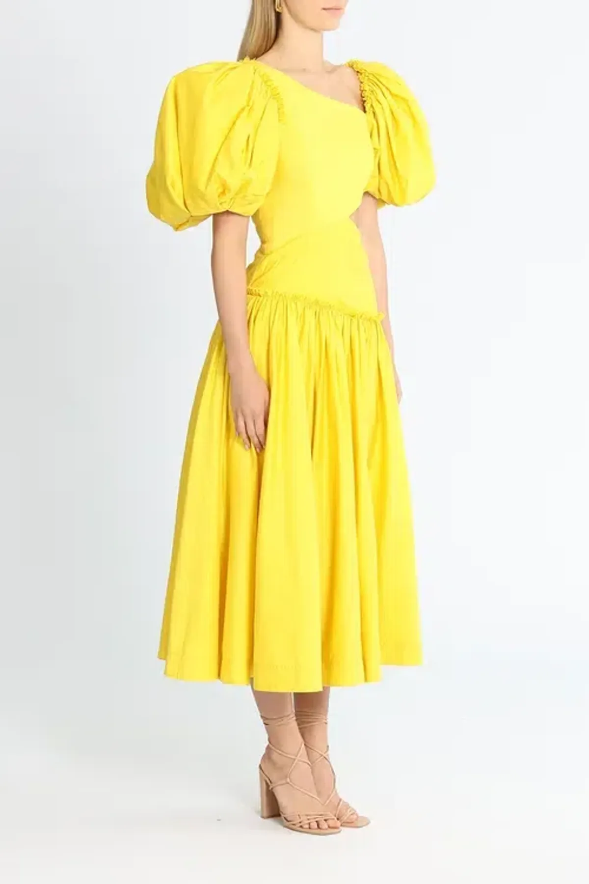 Aje Chateau Cut Out Midi Dress Yellow Size AU 10 - Image 2