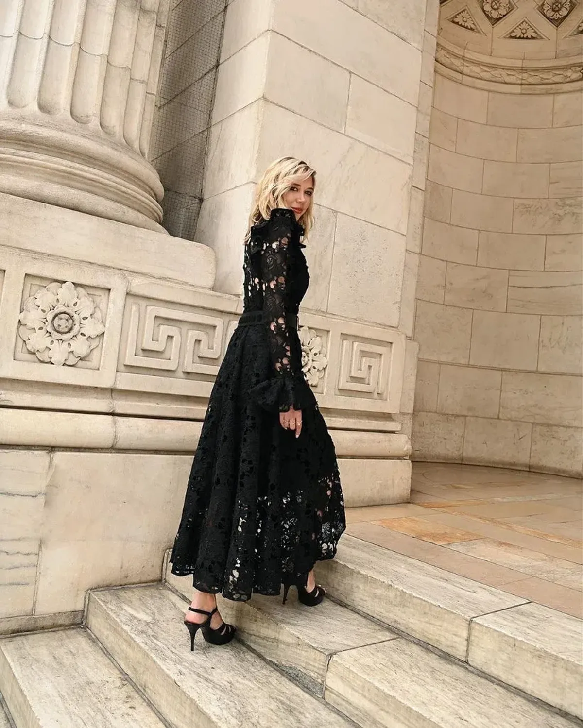 Leo Lin Aliyah Lace Butterfly Sleeve Midi Dress Black Size 8 - Image 2