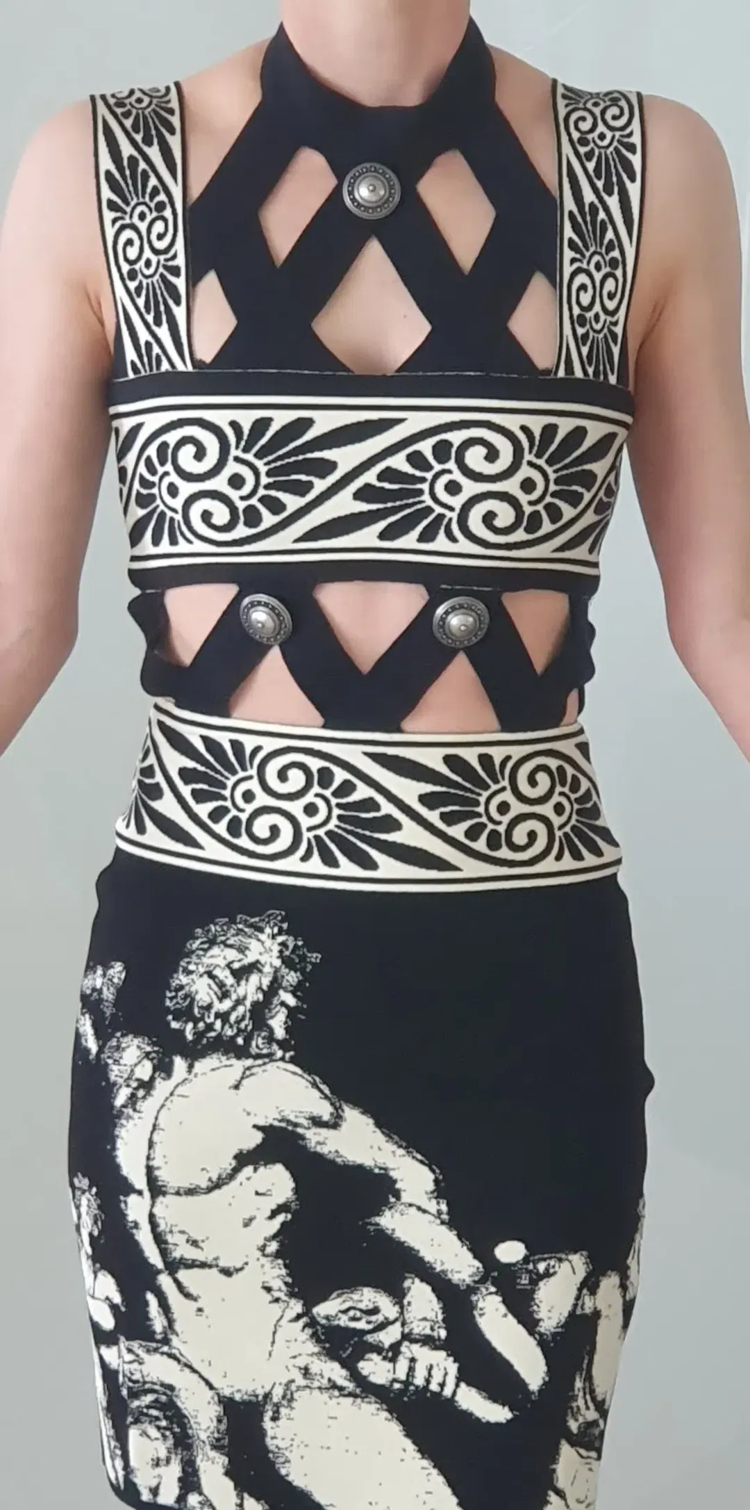 Fausto Puglisi Diamond Cutout Knit Mini Dress Print Size 36 / AU 6 for rent on The Volte - main image