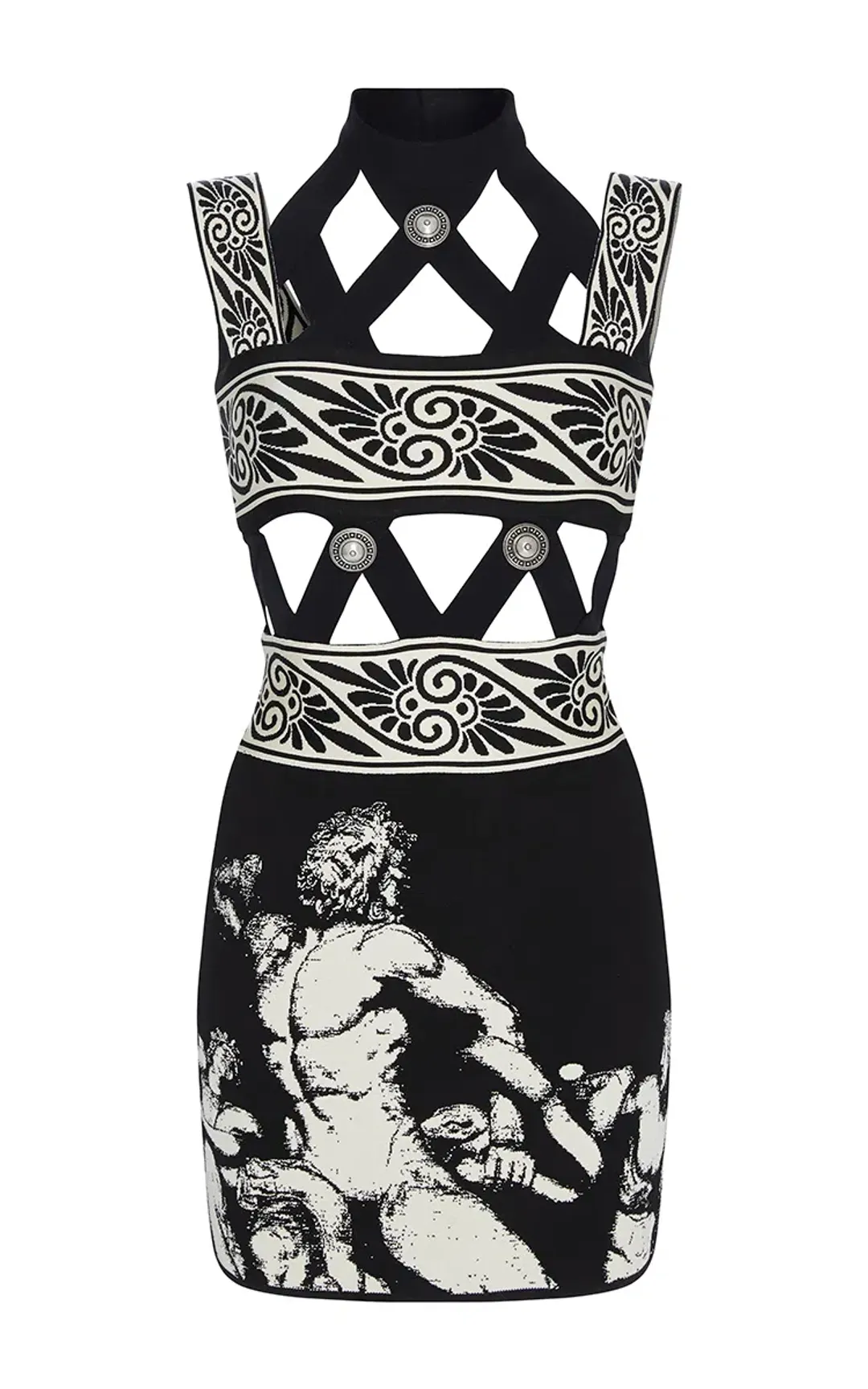 Fausto Puglisi Diamond Cutout Knit Mini Dress Print Size 36 / AU 6 for rent on The Volte - main image