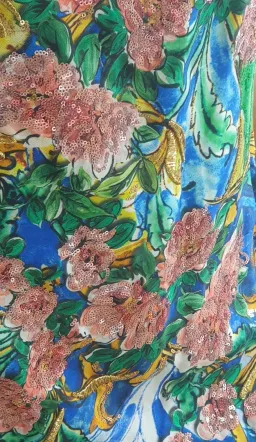 Dolce and Gabbana Printed Silk Dress with Embroidered Applique Floral Size 44 / AU 12 for rent on The Volte - image 6