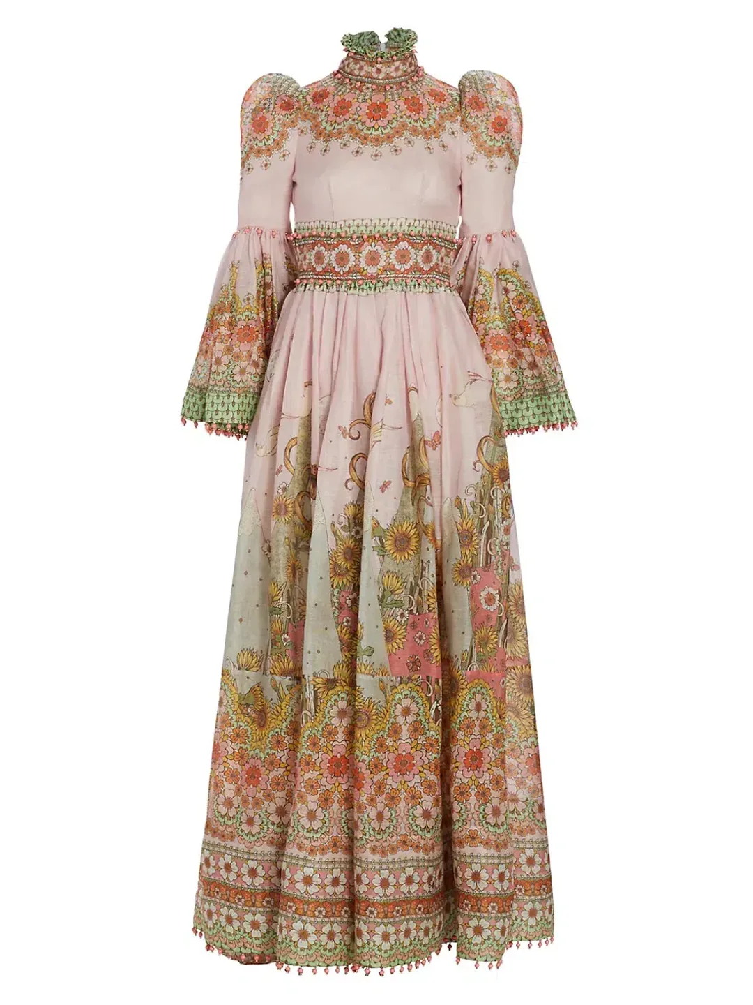Zimmermann Kaleidoscope Bell Sleeve Dress Leo Zodiac Floral Print Size 1 / AU 10 for rent on The Volte - main image