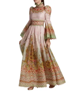 Zimmermann Kaleidoscope Bell Sleeve Dress Leo Zodiac Floral Print Size 1 / AU 10 for rent on The Volte - image 1