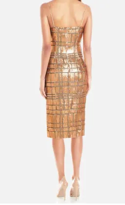 MISHA Yvette Midi Dress Gold Sequin Size 10/M for rent on The Volte - image 2