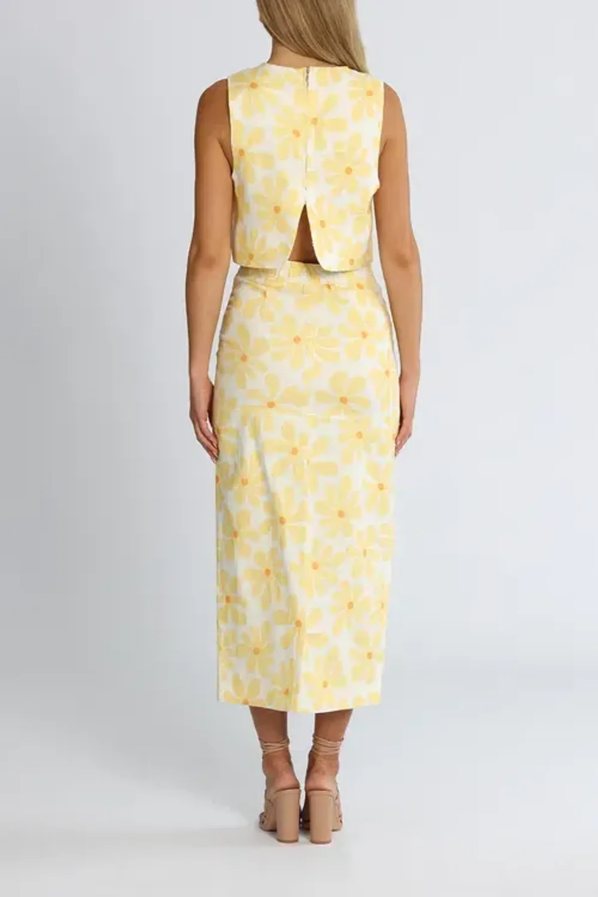 By Johnny Callie Sun Crop and Skirt Set Floral Yellow Size 12 - Image 3