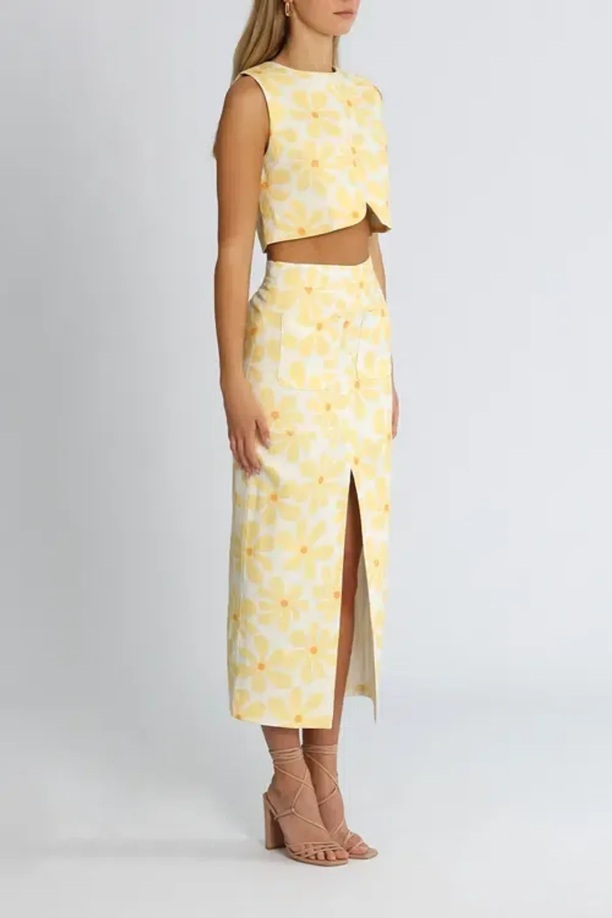 By Johnny Callie Sun Crop and Skirt Set Floral Yellow Size 12 - Image 2