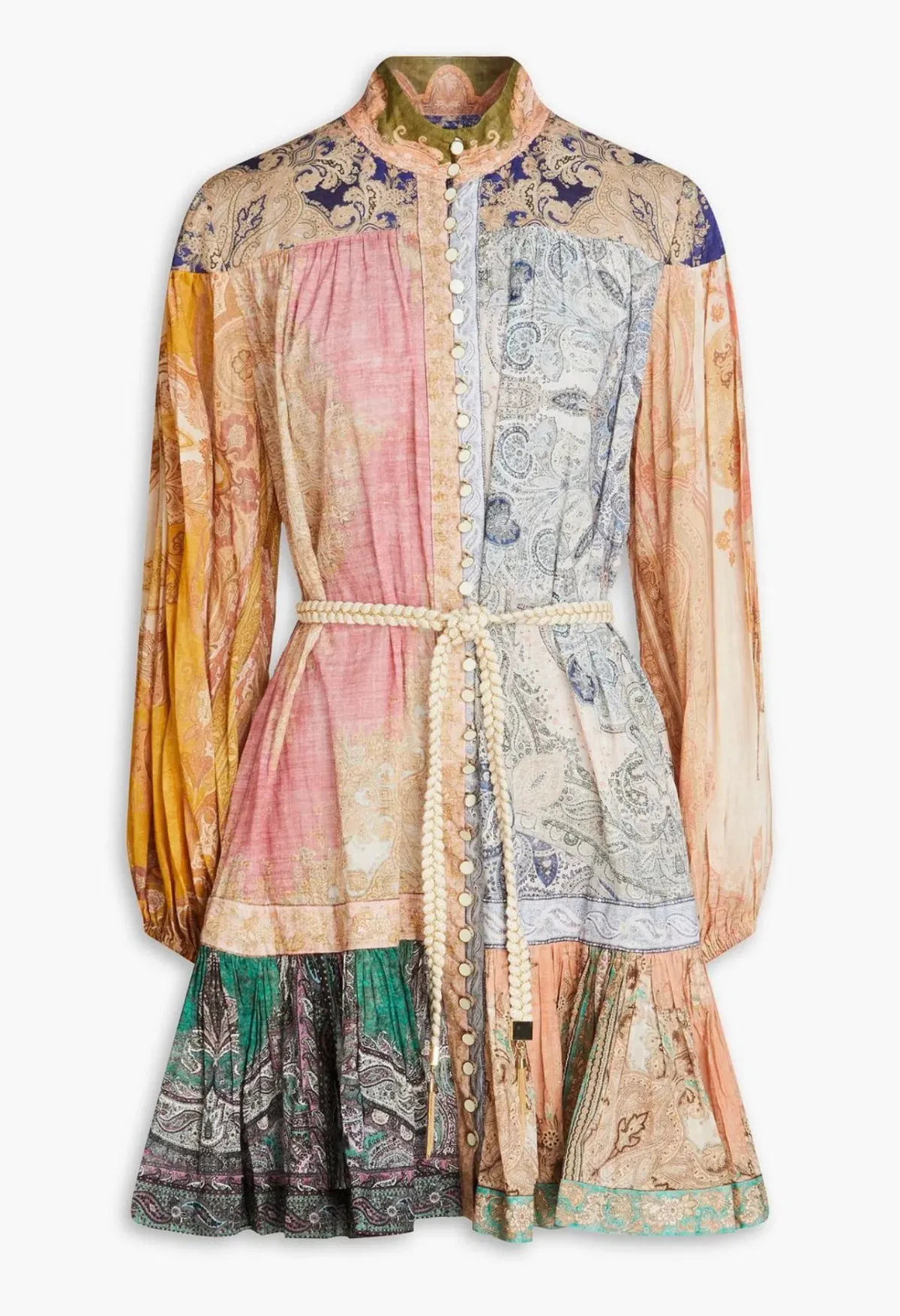 Zimmermann Anneke Spliced Lantern Drop Waist Mini Dress Patch Paisley Size 0 / AU 8 - Image 2