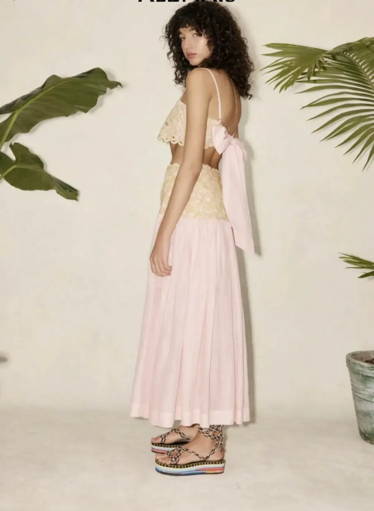 Alemais Anthea Tie Back Crop And Broderie Skirt Set Pink Size AU 14 - Image 13