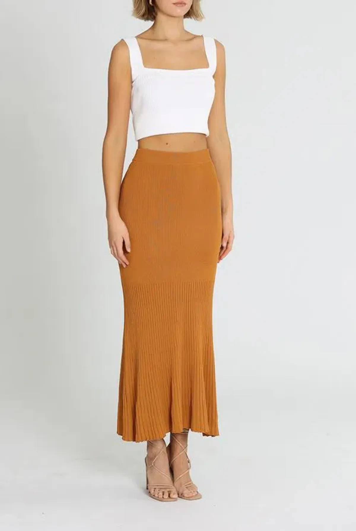 Alice McCall Michelle Knit Skirt Tan Brown Size AU 8 - Image 3
