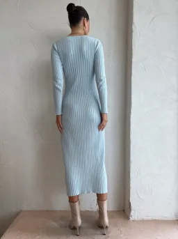 By Nicola Astrology Midi Knit Dress In Ice Blue Size AU 10 for rent on The Volte - image 5